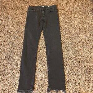rag bone JEAN Skinny Jeans Womens Size 24 Charcoal‎ Raw Hem Distressed